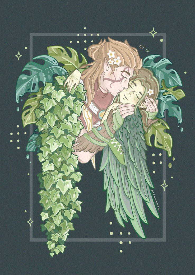 GLucenart's tweet image. "The Kiss" but make it green and floral with Halsin and Chloris
If I showed this to the me of 2 months ago she would freak...