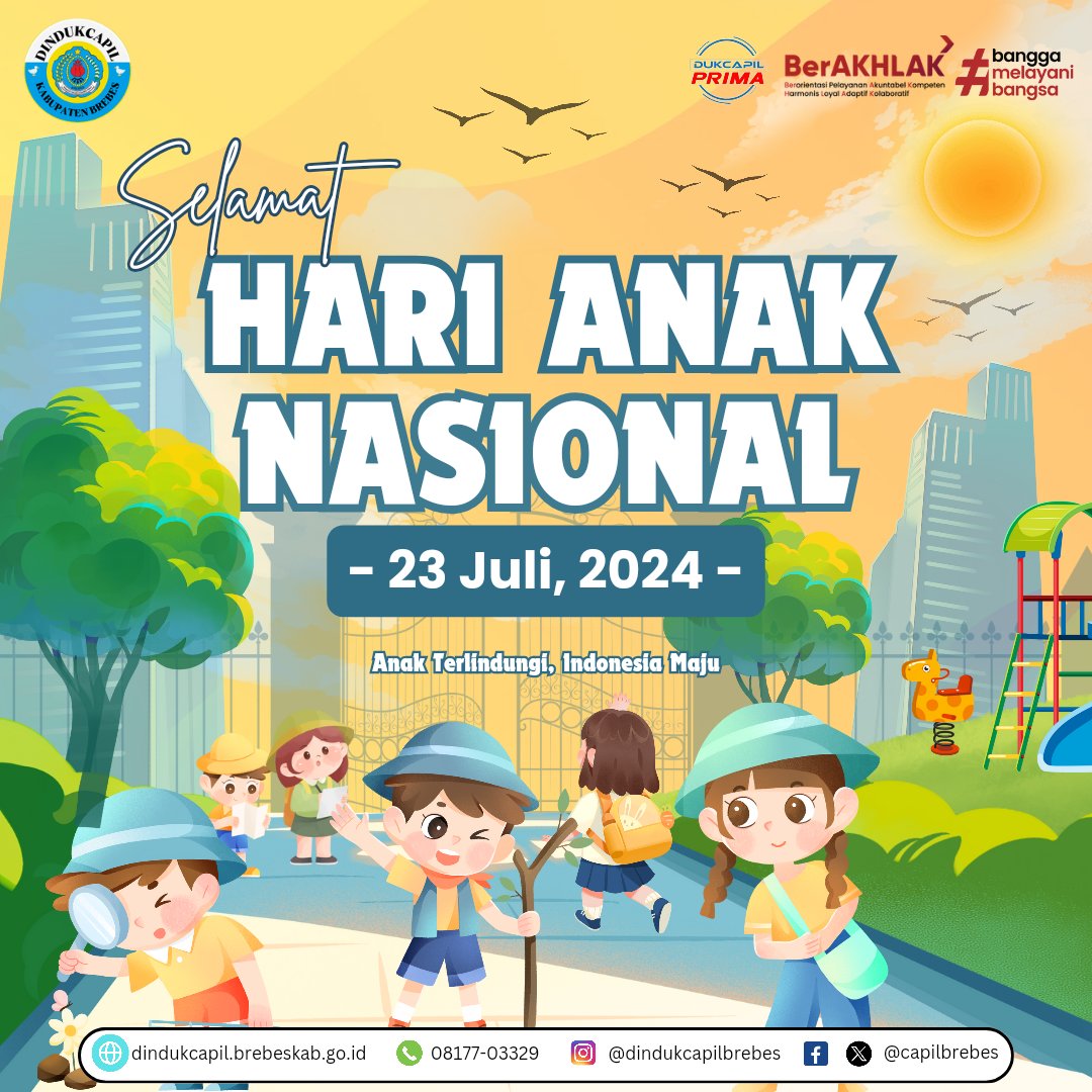 Anak-anak adalah cerminan harapan dan impian. Mari kita jaga masa depan mereka dengan memberikan cinta, perhatian, dan pendidikan yang terbaik.

Selamat Hari Anak Nasional

#harianaknasional #dukcapilmelayanimasyarakat  #dukcapilgodigital #brebes