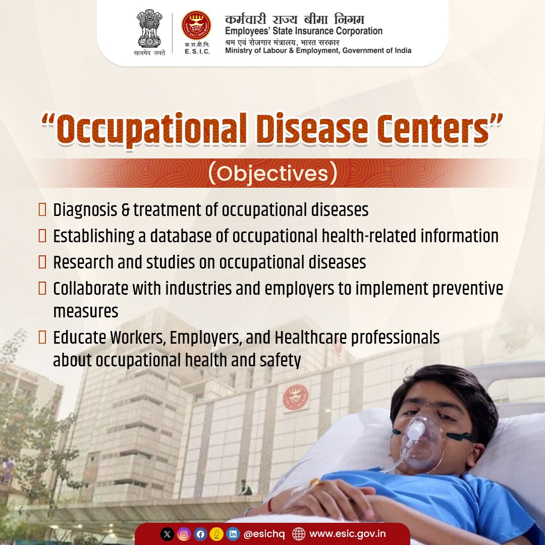 esichq's tweet photo. Considering the safety and health of the insured workers, ESIC has established seven Occupational Disease Centers across the country. 

#ESICHq #OccupationalDiseaseCenters #WorkplaceSafety #ODCs https://t.co/hckUCq8vXL