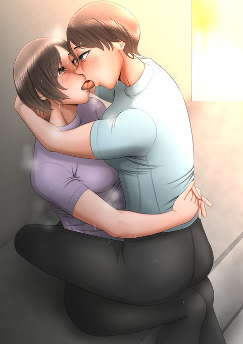 熱くて二人で練習サボったはずなのに、二人きりになると別の意味で熱くなってチュッチュしちゃう百合キス絵 