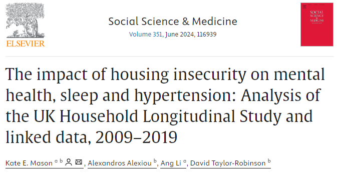 Cost-of-living crisis = more people falling behind with rent/mortgage payments = 📈people’s sleep and mental health is at risk.
My new paper using @USoc data provides robust new evidence that housing payment problems damage sleep &amp; mental health 🧵👇 
doi.org/10.1016/j.socs…