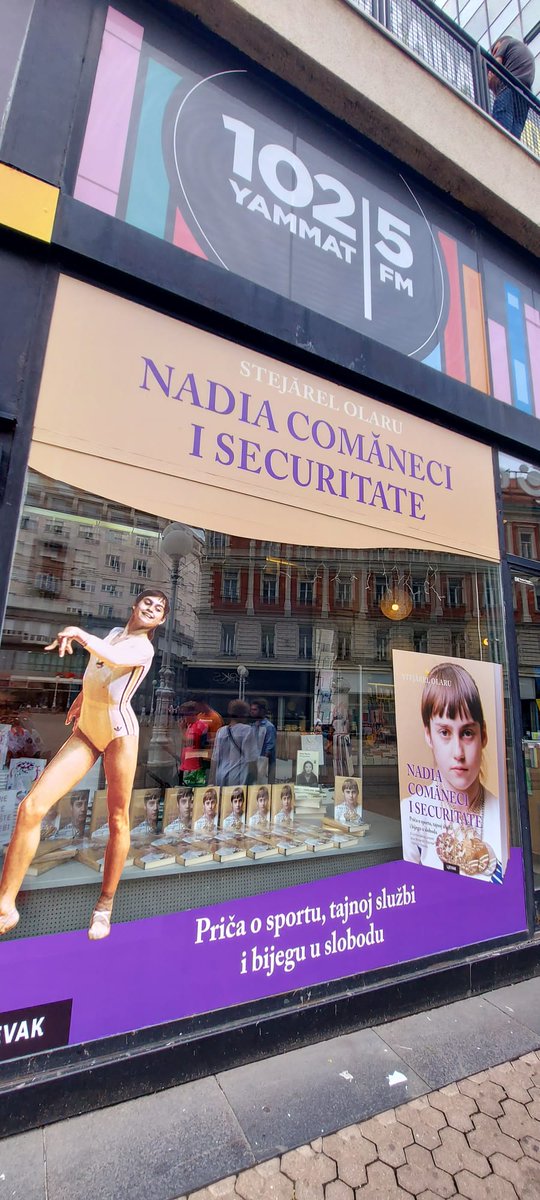 Photo received from friends on vacation in Croatia: a bookstore in Zagreb. "Nadia Comaneci and the Secret Police" was published these days in Croatian by Naklada Ljevak Publishing House.