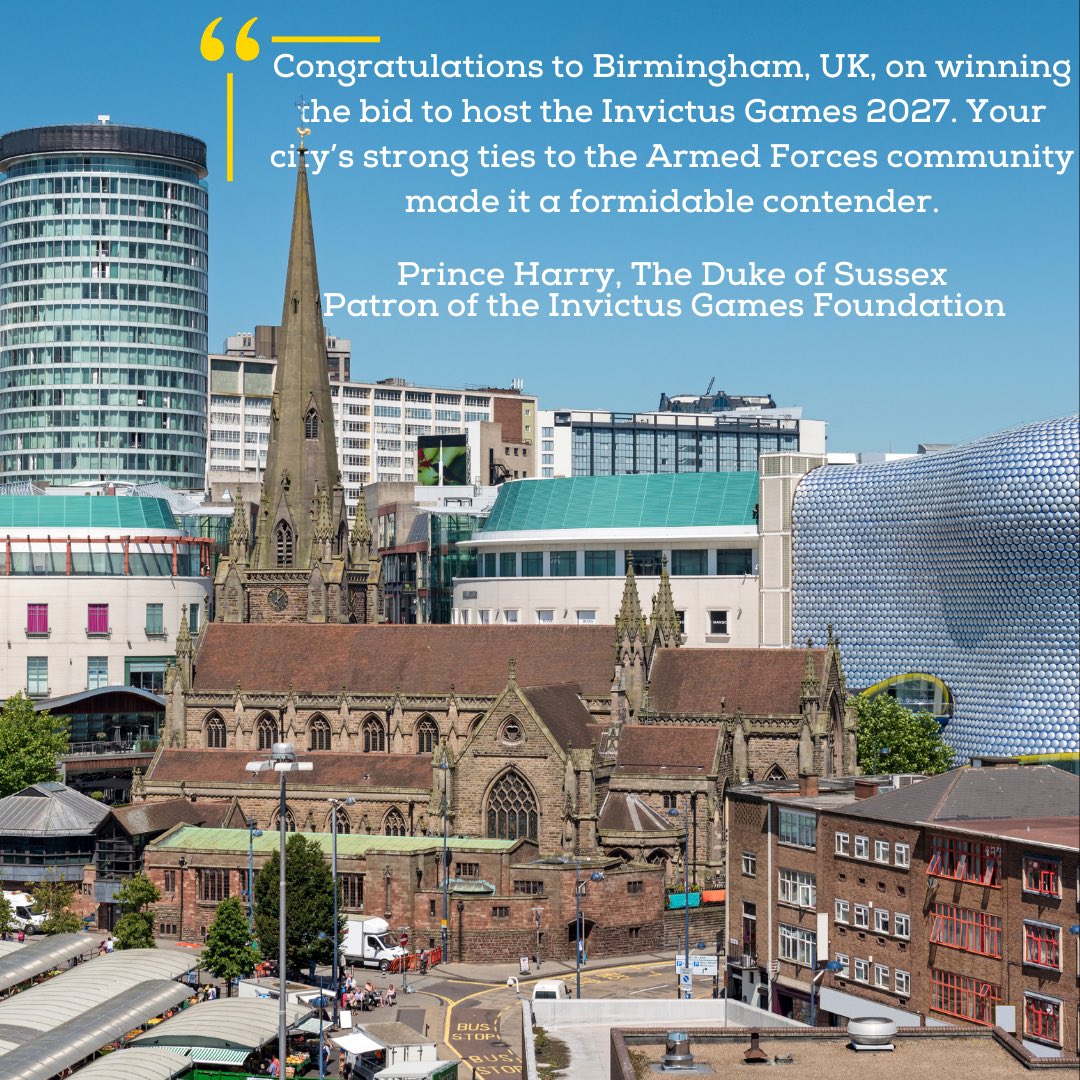 Birmingham was always a “formidable contender” to host the #InvictusGames. 

#IAMHere <a href="/Birmingham2027/">Invictus Games Birmingham 2027</a>
