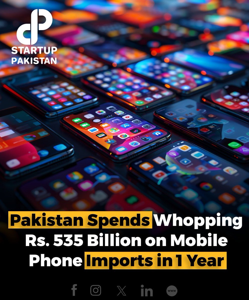 PakStartup's tweet image. Pakistan&apos;s mobile phone imports soared to $1.898 billion in fiscal year 2023-24, a 233% rise from the previous year, per Pakistan Bureau of Statistics. 

#PakistanImports #MobilePhones #TelecomSector #EconomicData #TradeStatistics