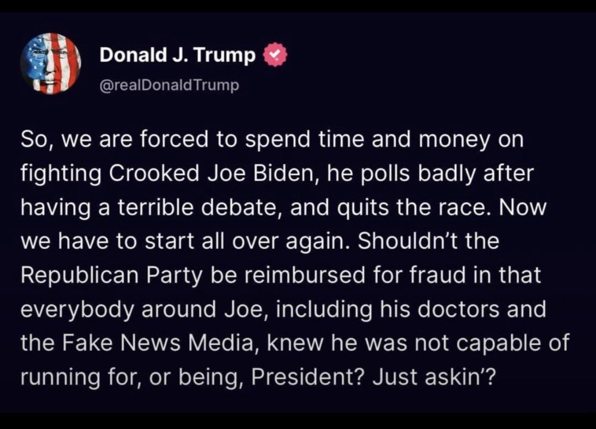 andrew_l83's tweet photo. No one #forced you @realDonaldTrump to #run a #smear @POTUS #Campaign you only did so because you have #no actual #platform to run on you #fall #asleep during the #RNC2024 and only #spew #vileness and #hatred in a #WordSalad #Kamala going to take you down on National TV 👏👏👏 https://t.co/gPThbhNAnW