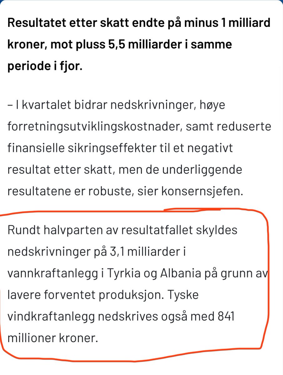 Statkrafts flaue imperiebygging i utlandet, betalt av deg og meg via høye kraftpriser og avgifter, er som ventet en katastrofe. 
Vannkraftanlegg i Tyrkia (!) og Albania (wtf!), samt vindkraftanlegg i energiskakkjørte Tyskland skrives ned.