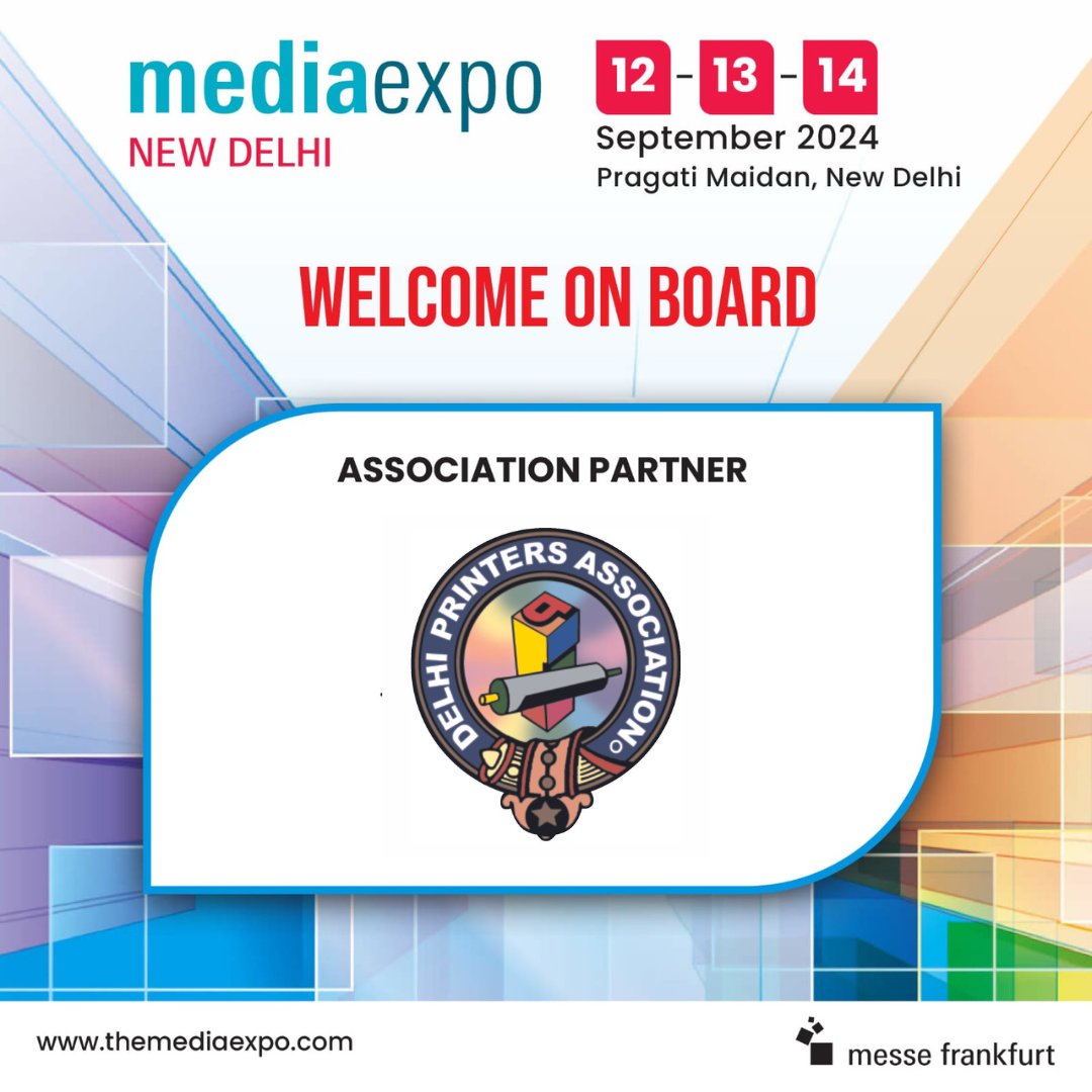 mediaexpo_india's tweet image. #AssociationPartner | We are delighted to partner with Delhi Printers' Association for the 53rd Edition of Media Expo from 12 - 14 September 2024 at Pragati Maidan, New Delhi.

Register now to Visit: e2me.short.gy/MED2024

Space enquiries: bit.ly/book-a-booth-a…