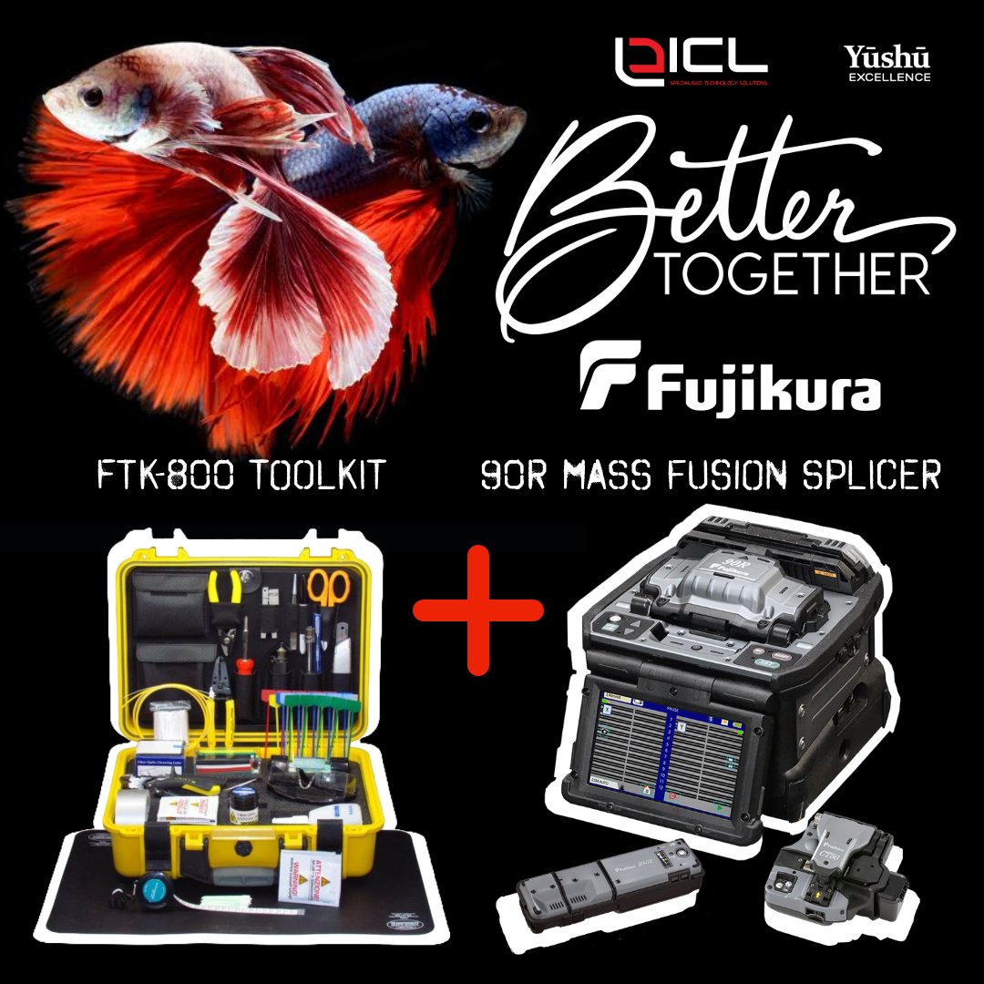 IC_Logistix's tweet image. 🌟Better Together🌟

Fujikura 90R Mass Fusion Splicer and FTK-800 Toolkit - the perfect Ribbon splicing combo.

Contact 💻: iclsales@icl.co.za | 078 803 9421 | icl.co.za 

#ribbonsplicing #bettertogether #splicingmachine