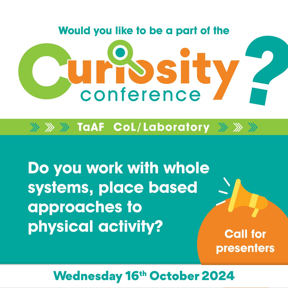 TaAFTalks's tweet image. Connect with those dedicated to enhancing physical activity in our communities. 

We invite you to share evidence of success, impact and change. Find out more here taaf.co.uk/curiosity-conf…

#curiosityconference #placebasedchange