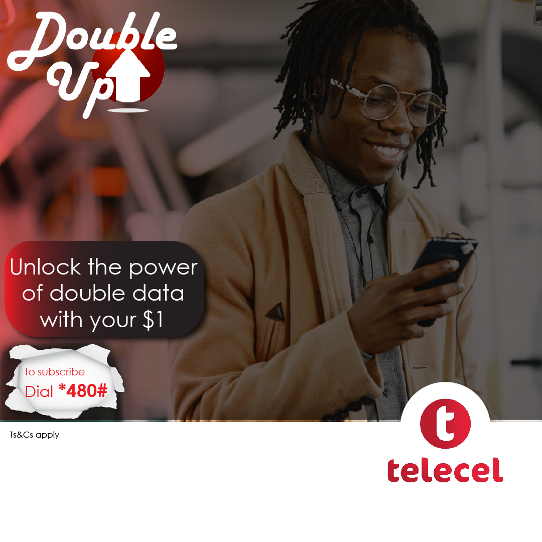 Telecel_Zim's tweet photo. Don't settle for less; double up your data and stay ahead of the game with our exclusive promotion. Dial *124# now to recharge, and *480# to subscribe to your daily data bundle today! Ts&Cs apply.
#DoubleUpTuesday
#USDBundles
#TellSomeone https://t.co/Vi7cdjGVvg