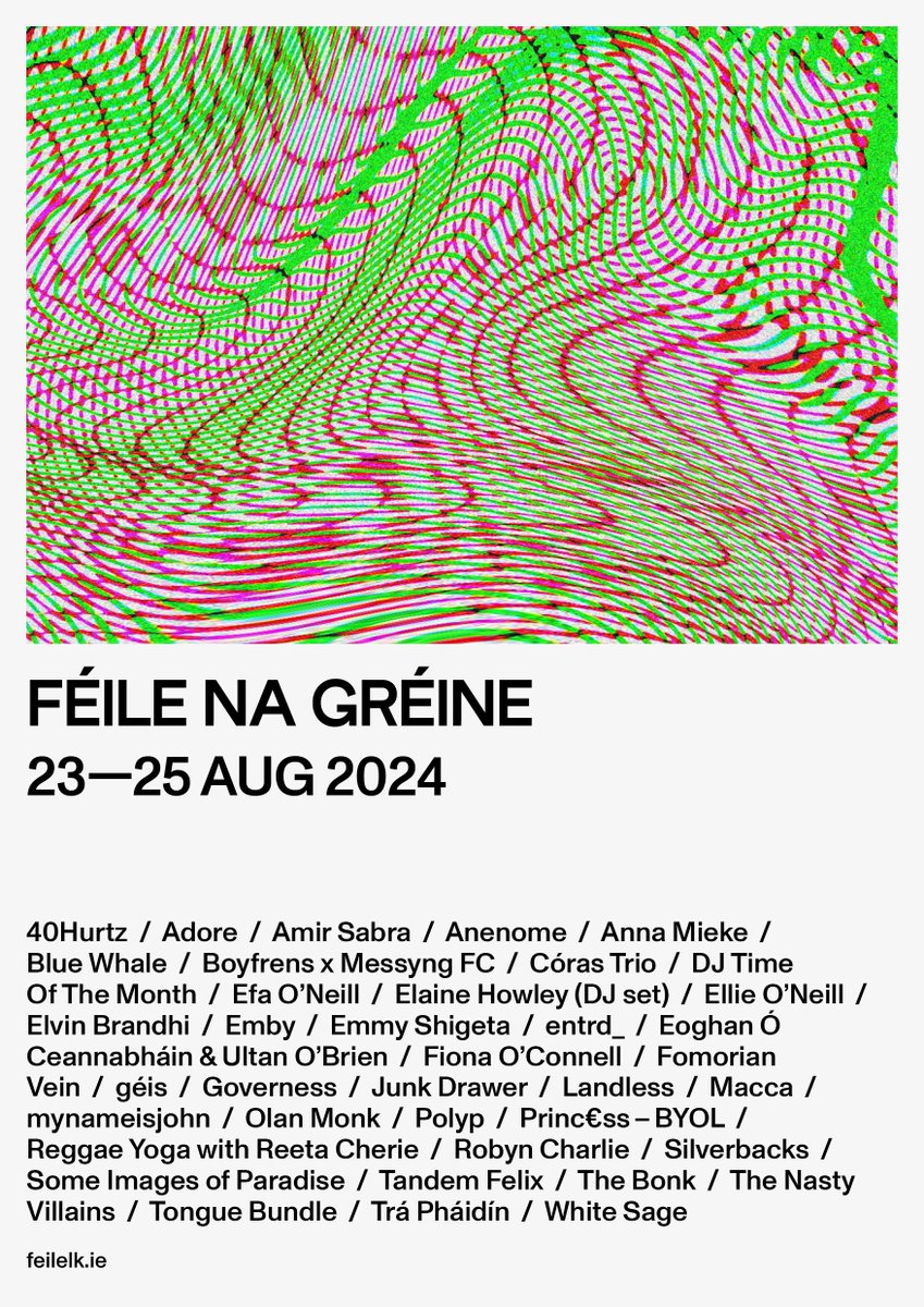 The Thin Air (@thethinair) on Twitter photo We're not big on sharing festival line-up posters over promo photos BUT would you look at that? <a href="/FeileNaGreineLK/">Féile Na Gréine</a> is back, bigger and better than ever, with The Bonk, Landless, Trá Pháidin, Elaine Howley, and countless more next month. DIY Ireland abú
thethinair.net/2024/07/feile-… We're not big on sharing festival line-up posters over promo photos BUT would you look at that? <a href="/FeileNaGreineLK/">Féile Na Gréine</a> is back, bigger and better than ever, with The Bonk, Landless, Trá Pháidin, Elaine Howley, and countless more next month. DIY Ireland abú
thethinair.net/2024/07/feile-…