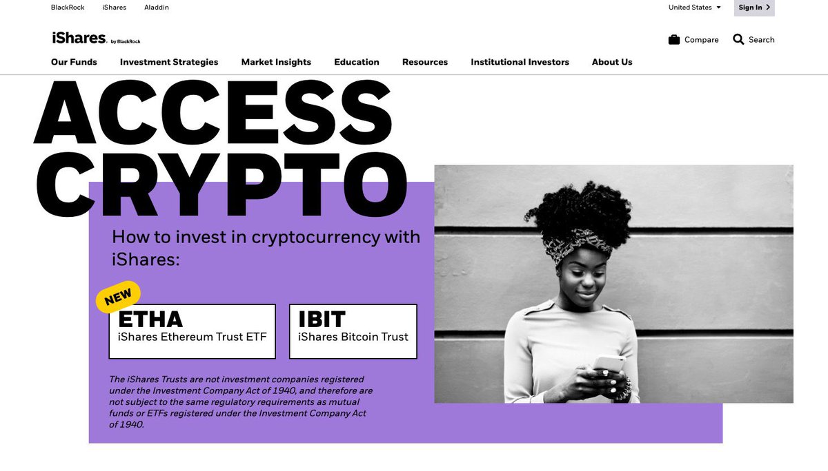 BlackRock hat auch bereits seine iShares #Bitcoin und Ethereum ETF Seite aktualisiert. 🚀