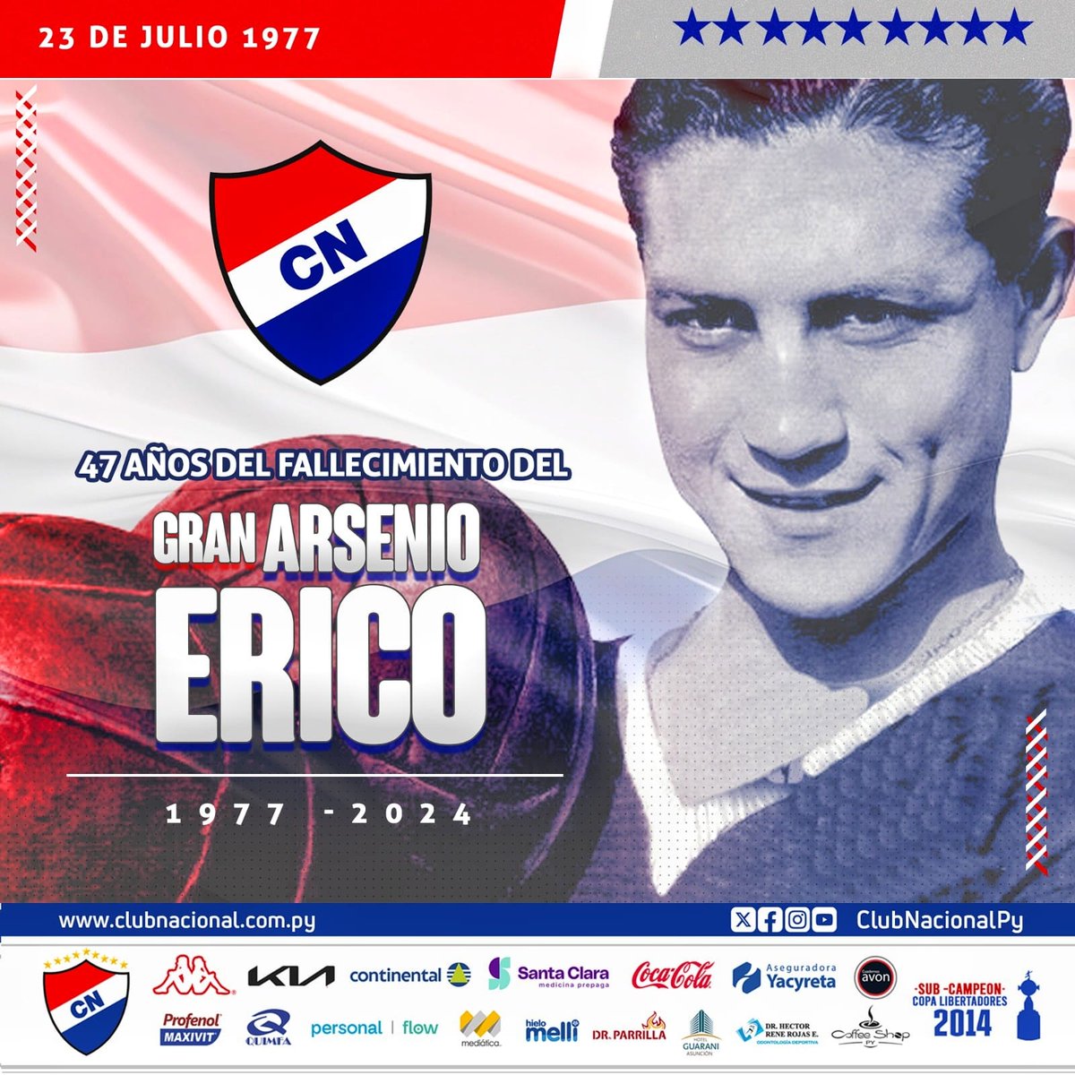 clubnacionalpy's tweet photo. Hace 47 años, una triste noticia enlutó al fútbol paraguayo al partir nuestro 'Saltarín Rojo', uno de los mejores futbolistas de todos los tiempos. Recordamos con cariño su legado imborrable en la historia del balón pie. Su memoria perdura en cada hincha. ⚽🇵🇾 https://t.co/Uyn44z1CmR