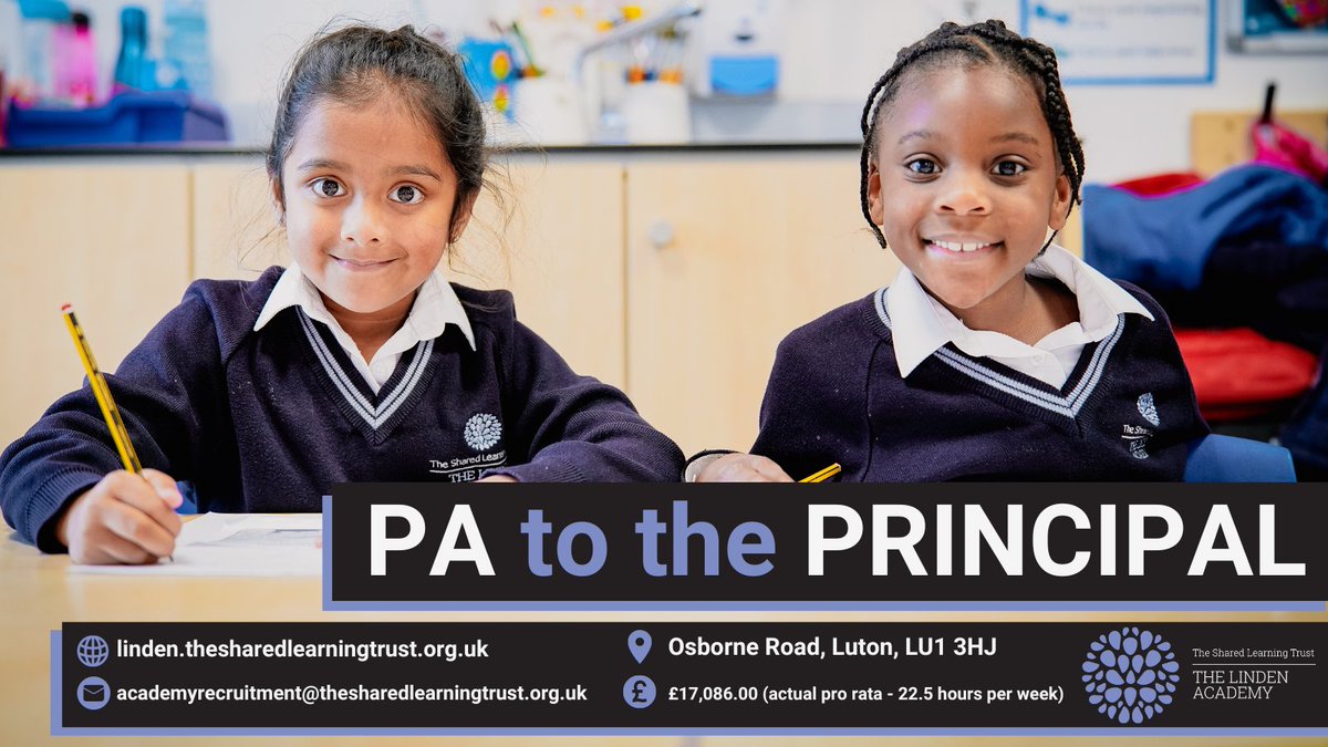 We're seeking a Personal Assistant to support the school principal.
The role will consist of 3 days per week (8am-4.30pm), term time plus 2 weeks.
To learn more about the role and to apply online, click the link below:
mynewterm.com/jobs/137324/ED…