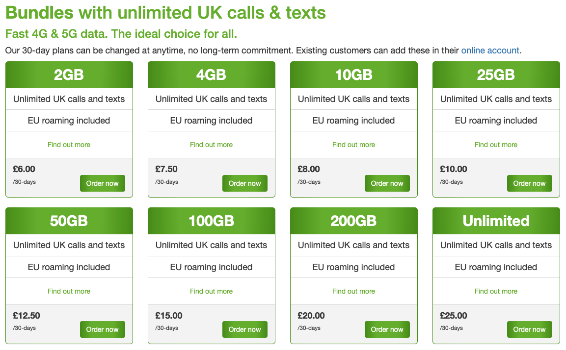 Great to see unlimited data now an option on @1pmobile. Until now there was only a hidden 500GB plan at the top, but now there's almost no reason to connect direct to EE. Full access to 5G, included EU roaming, VoLTE etc, and no annual price increases at all.