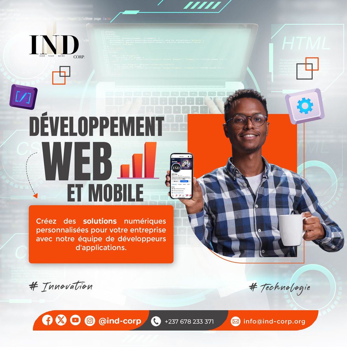 indcorps's tweet image. Chez IND-Corp, nous donnons vie à vos idées numériques. Contactez nous dès aujourd’hui et ensemble, innovons pour demain. 
📞 (+237) 678 -233 371 
ind-corp.org
✉️ info@ind-corp.com 

#Innovation #INDCorp #Technologie #DéveloppementWeb #SolutionsNumériques