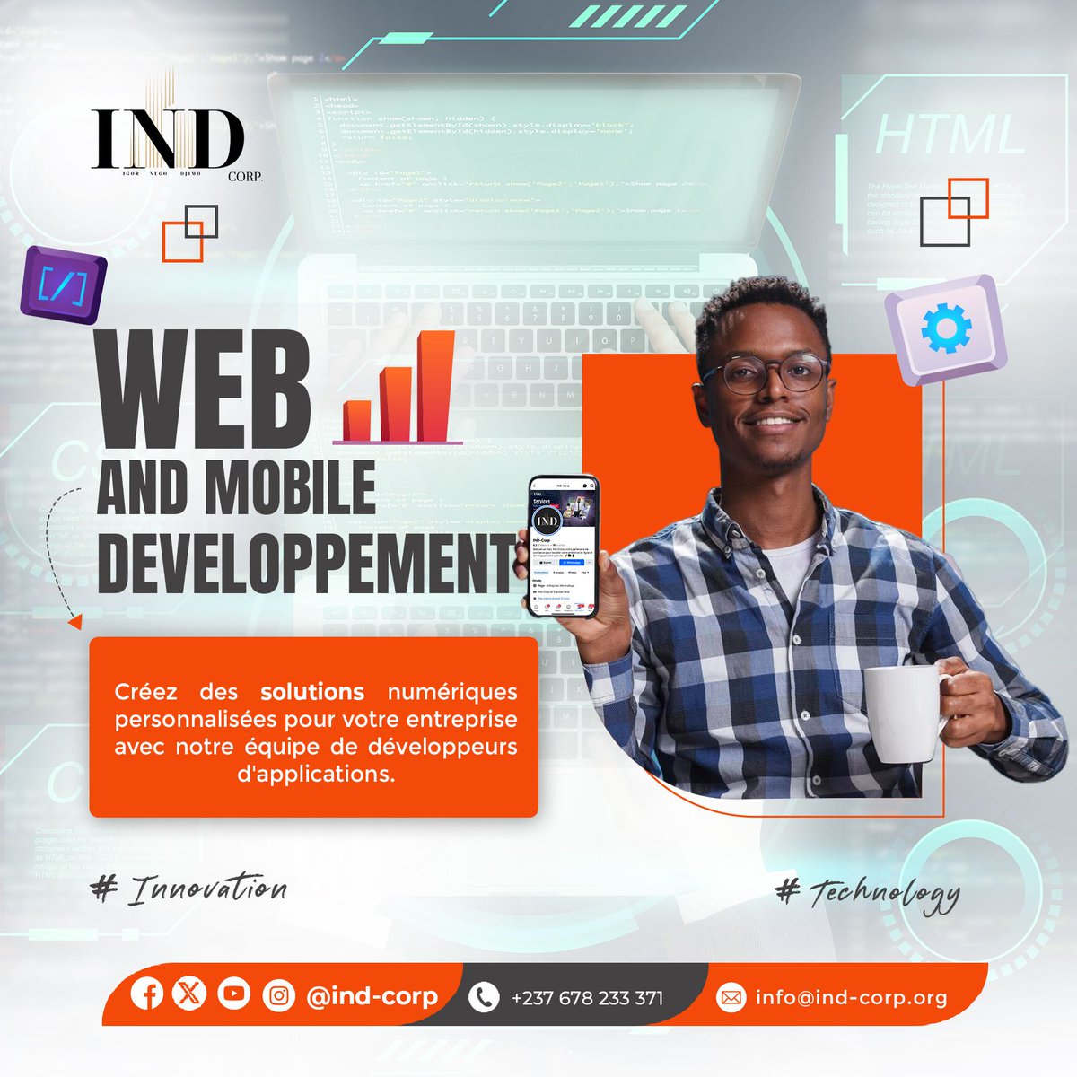 indcorps's tweet image. Chez IND-Corp, nous donnons vie à vos idées numériques. Contactez nous dès aujourd’hui et ensemble, innovons pour demain. 
📞 (+237) 678 -233 371 
ind-corp.org
✉️ info@ind-corp.com 

#Innovation #INDCorp #Technologie #DéveloppementWeb #SolutionsNumériques