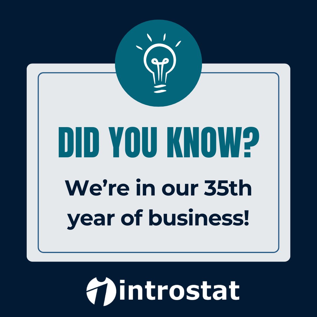 IntrostatSA's tweet photo. Here at Introstat, we are nearing our anniversary of being in business for 35 years!

We thank our loyal customers, partners, and employees for their trust and support over the years. We look forward to continuing our journey of excellence with you. https://t.co/d01ASAMCiI