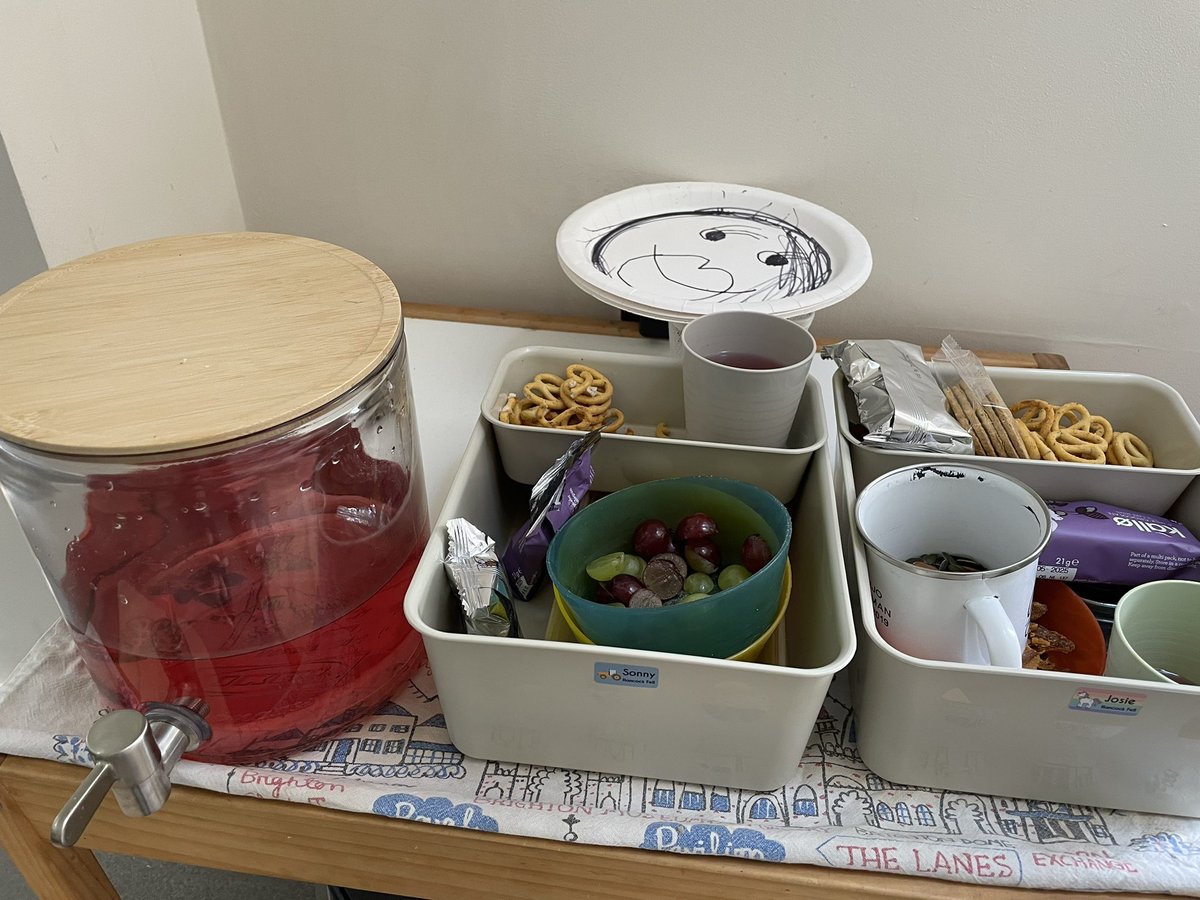 It’s day one of the school summer holidays and that means…drinks and snack station is back. 

Learnings from last year: 

1) it works pretty well
2) you’ll need about 10x the number of snacks you think
3) they will still ask you for snacks