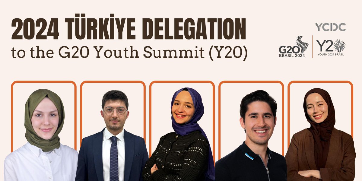 YCDCorgtr's tweet photo. 🎉 2024 Yılı G20 Gençlik Zirvesi (Y20) için Türkiye Delegelerimizle Tanışın!

Bu yıl Brezilya'da düzenlenecek Y20 zirvesinde, ülkemizi gururla temsil edecek genç delegelerimizi tanıtmaktan büyük heyecan duyuyoruz. https://t.co/phW0j2vDda