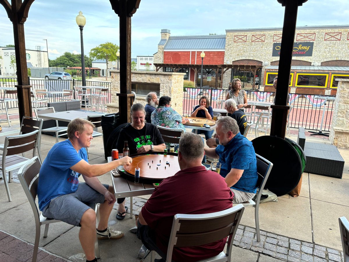 ExtraPintDallas's tweet image. crokinole on the patio!  #crokinole