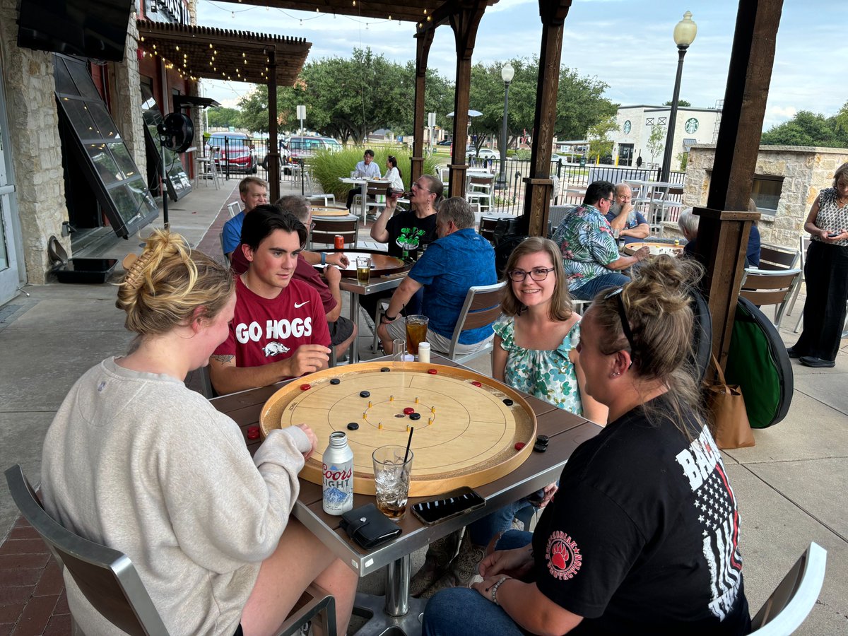 ExtraPintDallas's tweet image. crokinole on the patio!  #crokinole