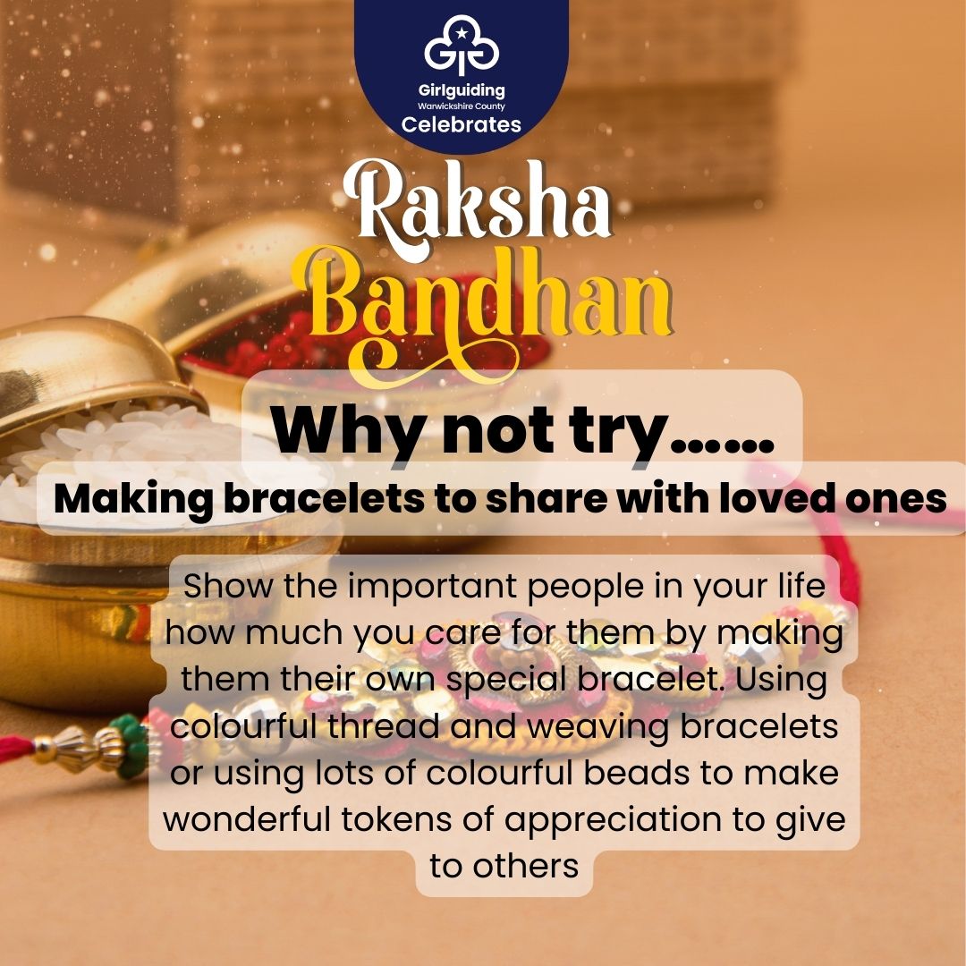 Wishing our sisters around the world a joyful Raksha Bandhan! ❤

Why not make bracelets to share with loved ones this Raksha Bandhan?

#GirlguidingWarwickshire