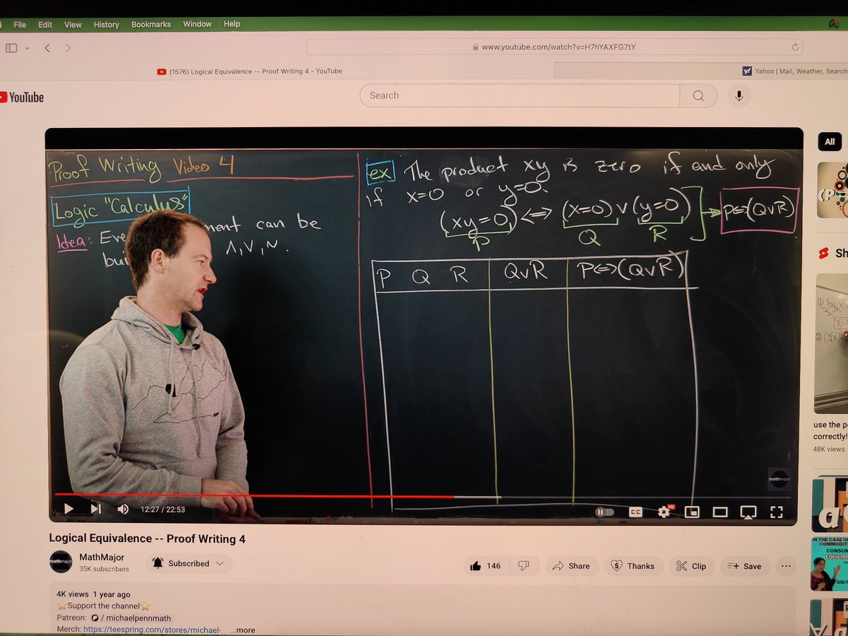 martinmrmar's tweet image. If you want to improve your logic game.... Watch this guy give a lecture, step by step on logic, set theory and proof writing! (Search for MathMajor channel on YouTube )