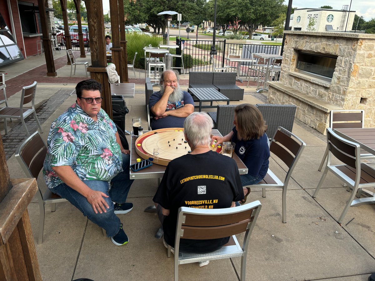 ExtraPintDallas's tweet image. crokinole on the patio!  #crokinole
