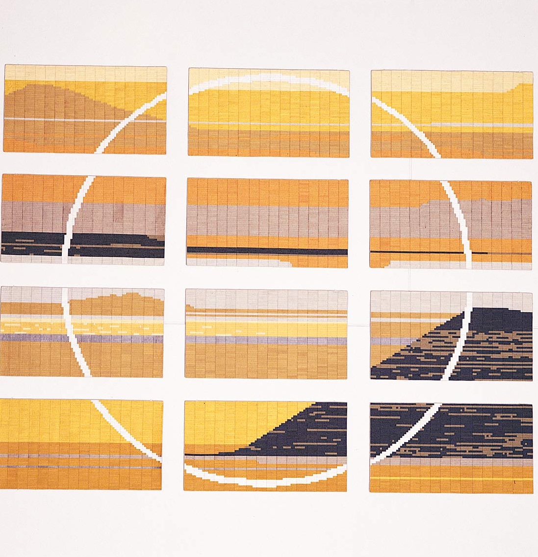 Summer Isles? Islands #silkmosaic, #LucienneDay, 1991. This monumental wallhanging was designed for the coffee shop at #JohnLewis, #KingstonuponThames. Lucienne may have been inspired by family holidays in the Greek islands. Now rehung in the main store <a href="/JohnLewisRetail/">John Lewis & Partners</a> Kingston.