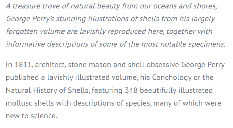 It gives me great joy to announce that Beautiful Shells is available to preorder via <a href="/bodleianlibs/">Bodleian Libraries</a> bringing George Perry's (overlooked &amp; maligned) 1811 Conchology to the 21st Century. Introduction &amp; plate comments by me! Out 26th September <a href="/BodPublishing/">Bodleian Publishing</a>  bodleianshop.co.uk/products/beaut…
