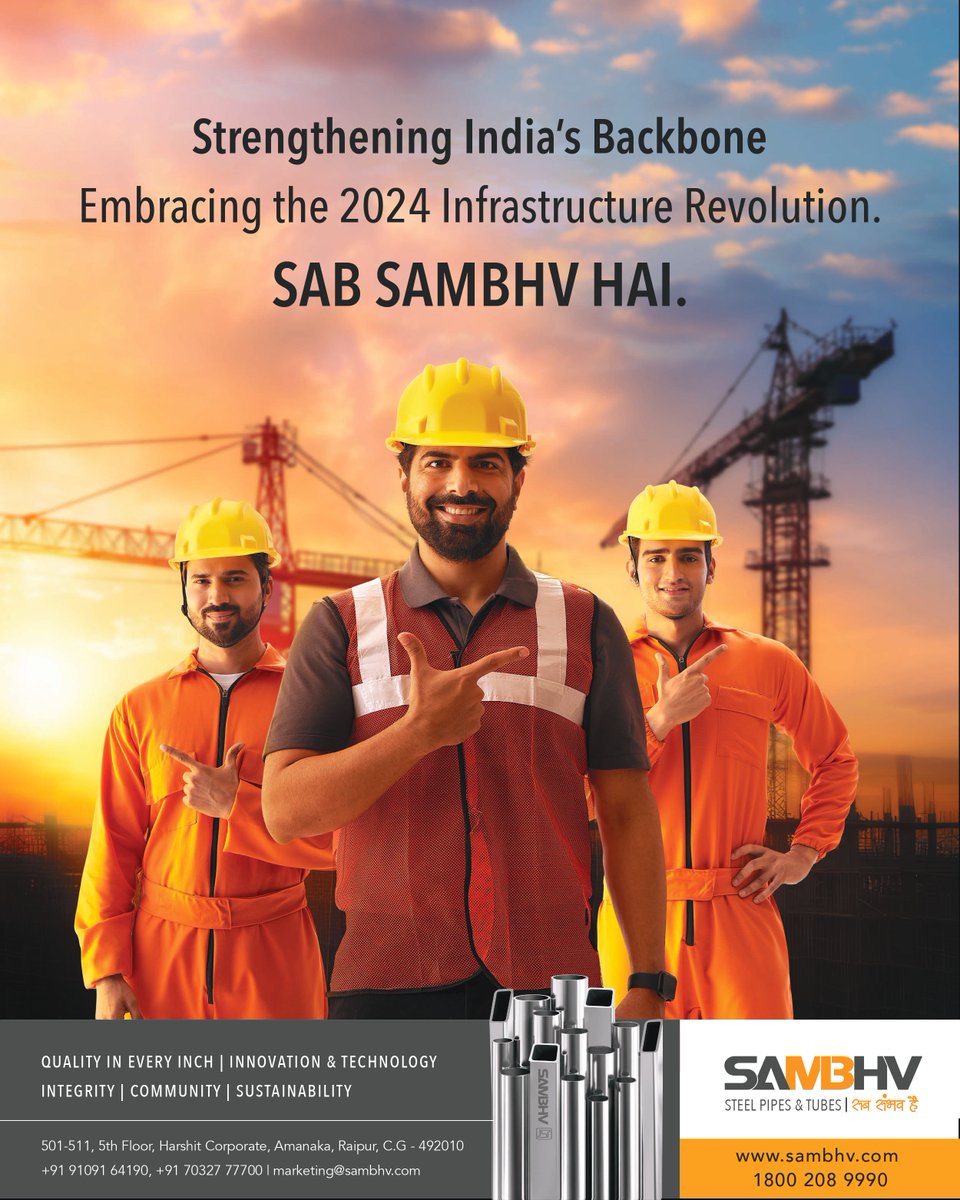 Sambhv_Steel's tweet photo. At Sambhv Steel Tubes Limited, we wholeheartedly support the 2024 Budget’s visionary infrastructure plan.  With our superior steel tubes and pipes, we are dedicated to transforming ambitious blueprints into concrete realities, driving growth and progress across the nation. https://t.co/0PaLOQaDPT