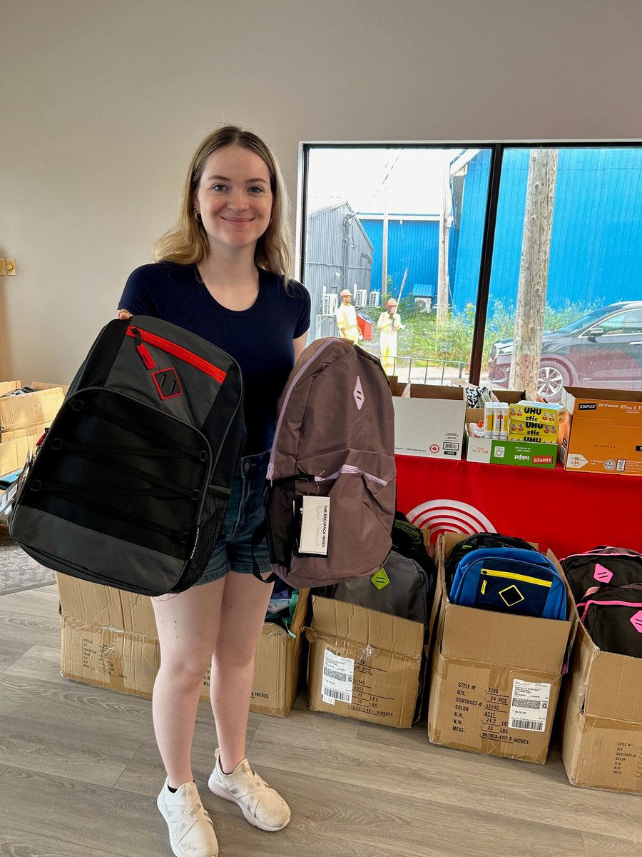 Summer student Payton Munro, holds a couple of backpacks that she has filled for this year's project. If you are able to donate school supplies to help, please drop them off to the United Way office, 342 Stewart Street, New Glasgow....our students thank you!
#backpacksforkids