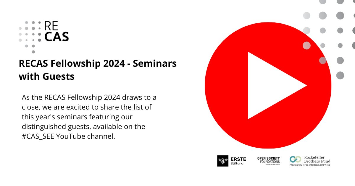 IFDT_Beograd's tweet image. 📣 RECAS Fellowship 2024 Seminars 📣
Check out the insightful seminars from RECAS 2024 with our guests on the #CAS_SEE YouTube channel. 🎥
Watch now! 🔗 youtube.com/playlist?list=…
Supported by @OsfSerbia, @erstefoundation, and @RockBrosFund.
#RECAS2024 #VideoLectures #Seminars…