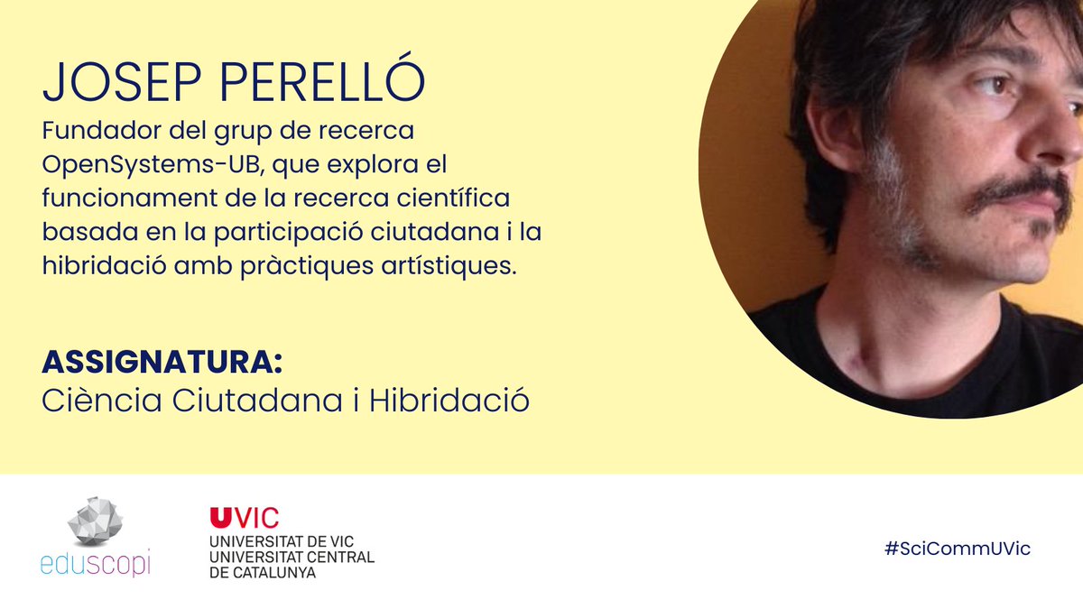 Eduscopi (@eduscopi) on Twitter photo 🔸 El <a href="/josperello/">Josep Perelló</a> explora el funcionament de la recerca científica basada en la participació ciutadana i la hibridació amb pràctiques artístiques.
I ho fa des de diferents projectes i iniciatives que val la pena conèixer. Per a inspirar-se. 🔸 El <a href="/josperello/">Josep Perelló</a> explora el funcionament de la recerca científica basada en la participació ciutadana i la hibridació amb pràctiques artístiques.
I ho fa des de diferents projectes i iniciatives que val la pena conèixer. Per a inspirar-se.