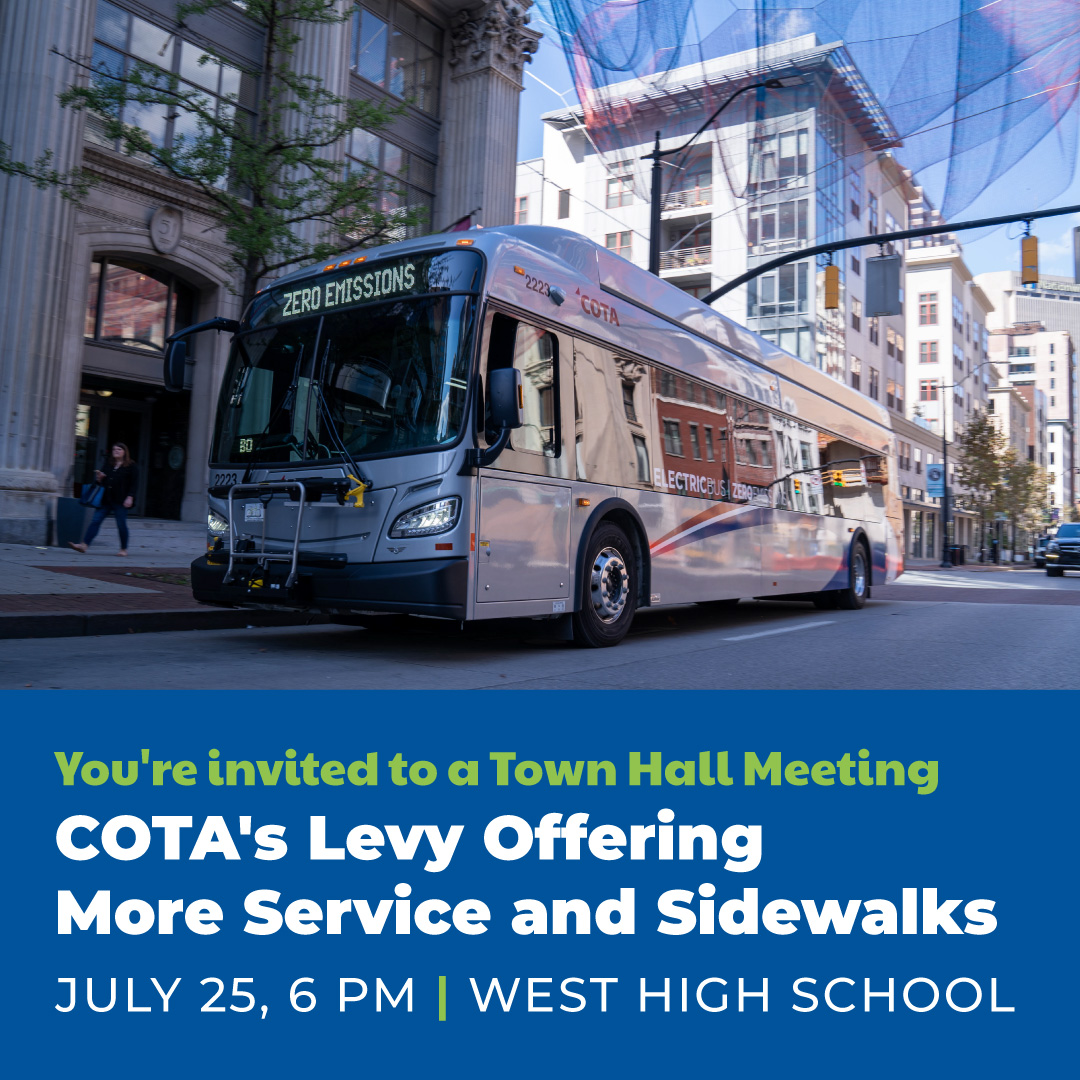 Learn how <a href="/COTAbus/">COTA Bus</a>’s plans for 500+ miles of #sidewalks, #bikeways, #trails, and expanded service will help our region and impact you. Join us on July 25 at 6 p.m. at West High School to learn more about this initiative called #LinkUS. RSVP now at forms.gle/tFDN5KYjDRpKro… #COTA