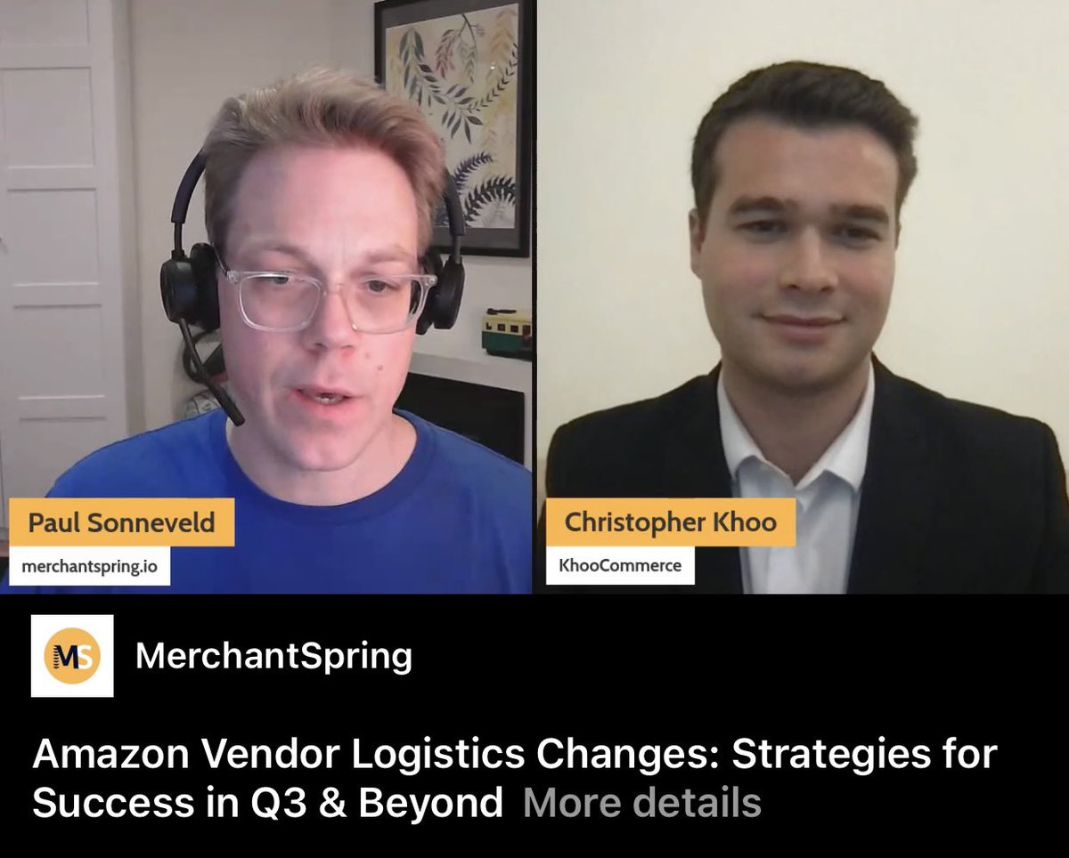 🎥 We are LIVE with MerchantSpring on LinkedIn, join us!👇

lnkd.in/gfs3HKkP

#AmazonVendor #ASN
