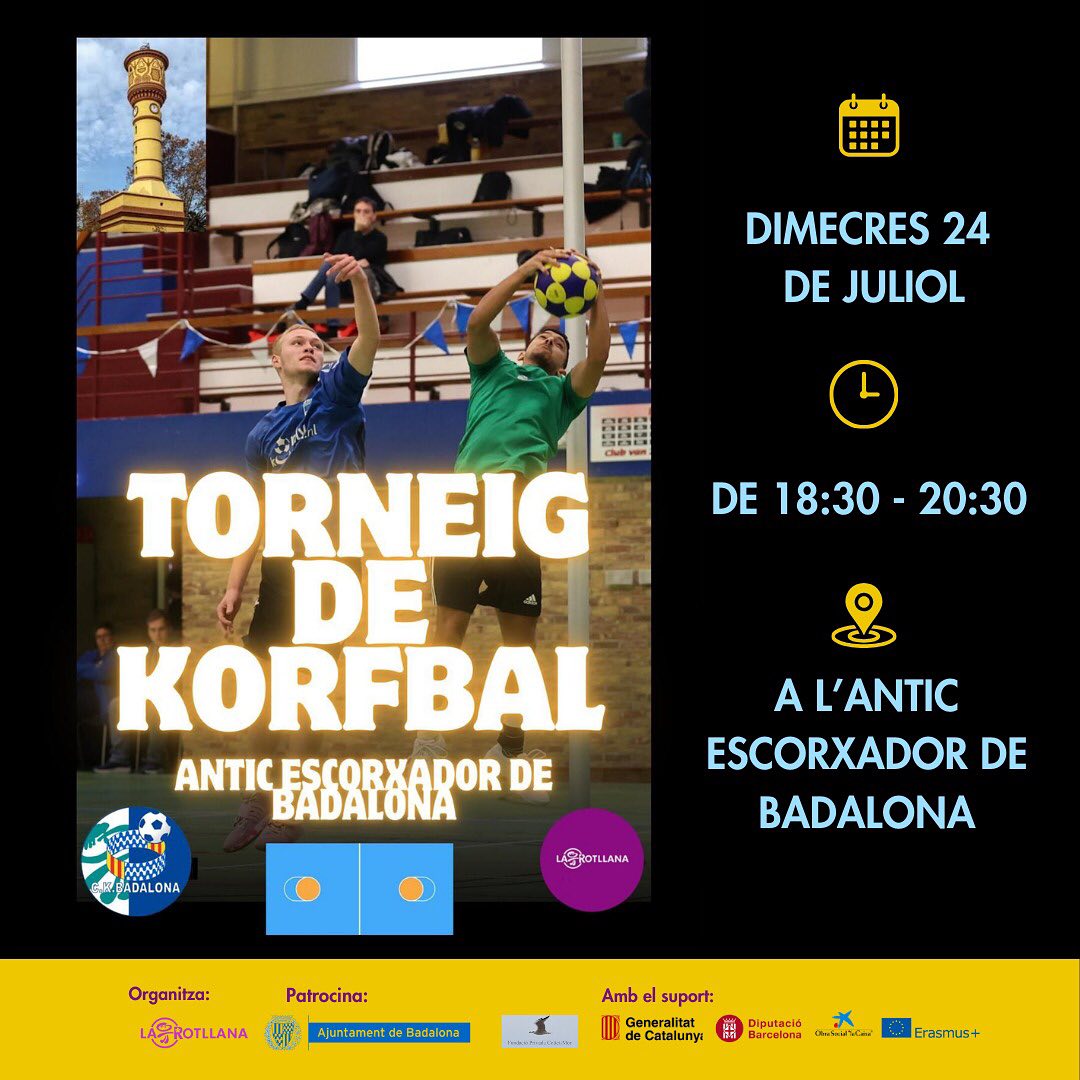 Ets de #Badalona o rodalies? T'agrada el #korfbal i vols gaudir d'una tarda d'esports a l'aire lliure? Aquest dimecres 24 de juliol, de 18:30 a 20:30 h, vine a l'antic Escorxador de Badalona. L'Estiu Cultural a la Plaça és el teu lloc! 🌞

📰 +info i inscripcions: <a href="/CKBadalona/">C.K. Badalona</a>