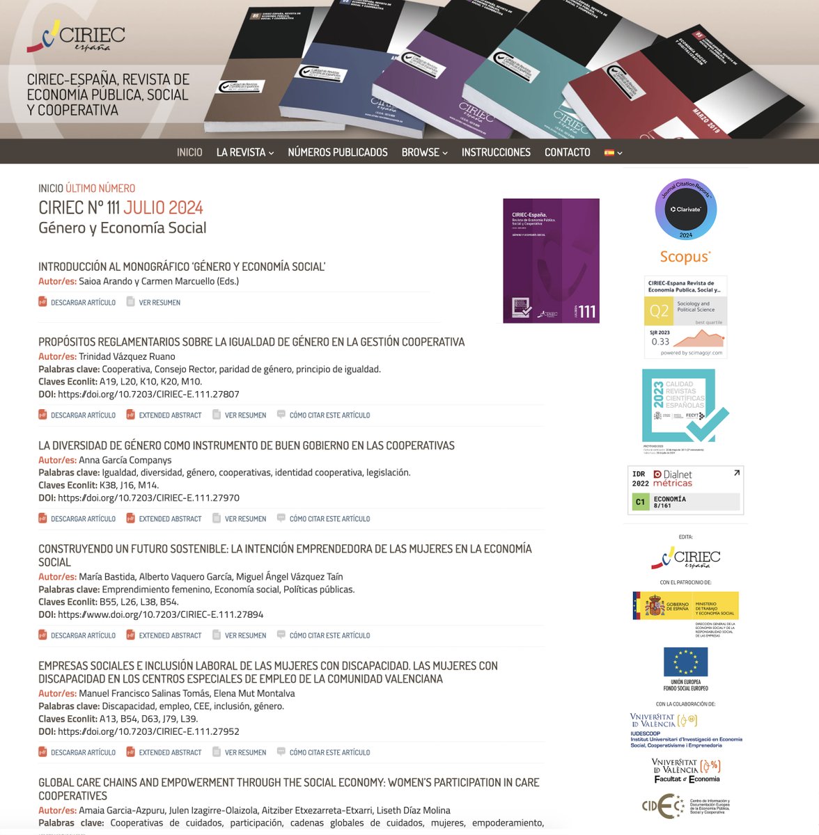 CIRIEC SP Journal (@ciriecspjournal) on Twitter photo Nuevo núm. de 'CIRIEC-España, Revista de Economía Pública, Social y Cooperativa' #ciriecSPjournal <a href="/ciriecSPjournal/">CIRIEC SP Journal</a> 1⃣1⃣1⃣
Monográfico sobre #Género y #EconomíaSocial
Coords. <a href="/SaioaArando/">Saioa Arando</a> <a href="/cmarcuello/">Carmen Marcuello</a>
📑 ciriec-revistaeconomia.es/es/revista/?nu…
#Coops #Igualdad #Empoderamiento #Techodecristal Nuevo núm. de 'CIRIEC-España, Revista de Economía Pública, Social y Cooperativa' #ciriecSPjournal <a href="/ciriecSPjournal/">CIRIEC SP Journal</a> 1⃣1⃣1⃣
Monográfico sobre #Género y #EconomíaSocial
Coords. <a href="/SaioaArando/">Saioa Arando</a> <a href="/cmarcuello/">Carmen Marcuello</a>
📑 ciriec-revistaeconomia.es/es/revista/?nu…
#Coops #Igualdad #Empoderamiento #Techodecristal
