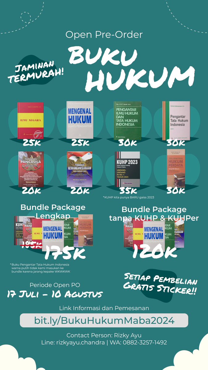 mendingturuneh's tweet image. congrats buat teman - teman Gamada FH 2024, nah daripada bingung nanti persiapan belajarnya gimana boleh banget beli buku disini. kalau mau tanya - tanya bisa kontak yang ada di CP ya 🤩 #FHUGM #Gamada #fhugm2024