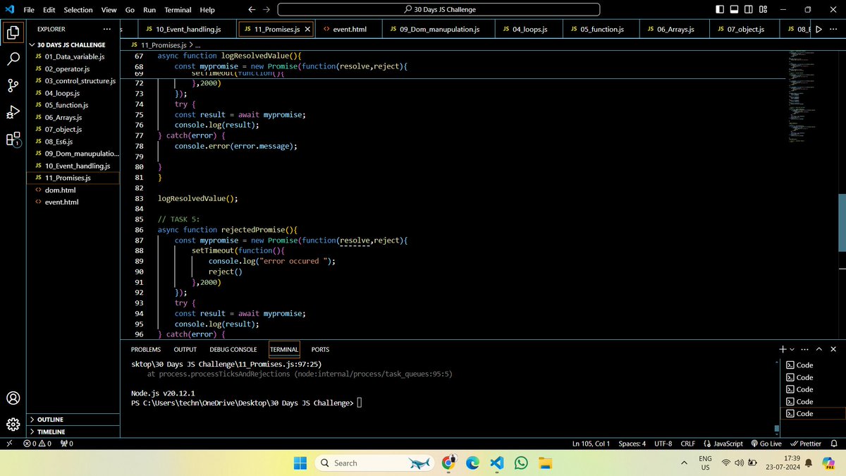 mr_yadav__70's tweet image. 30 Dyas Javascript Challange #day11 Completed:
Task Day 11: PROMISES AND ASYNC WAIT
#chaiorcode #webdev #javascript