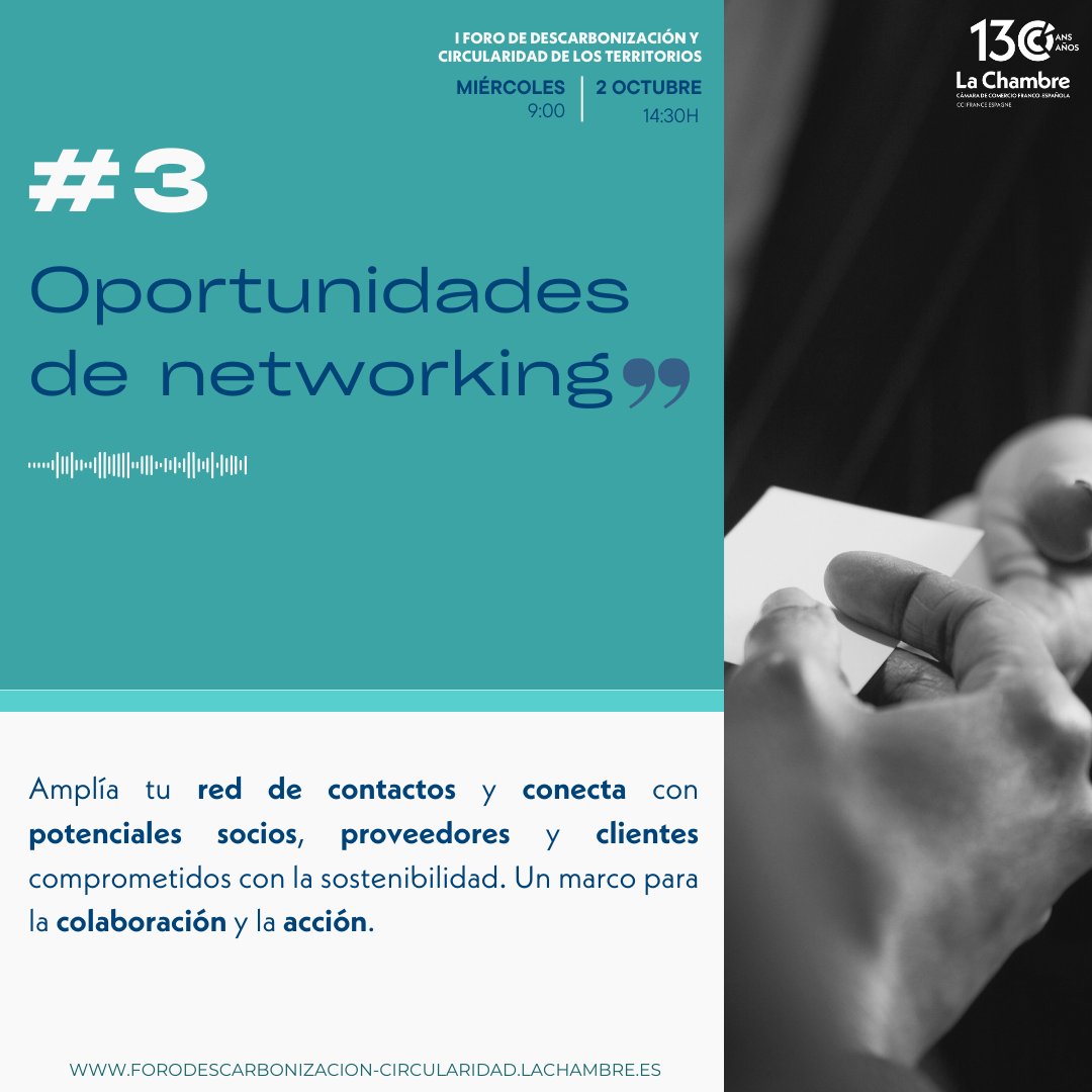 LachambreEsp's tweet photo. 🌍 ¡Foro de Descarbonización y Circularidad de los Territorios! 🌍
🌟 Un encuentro de referencia con los líderes del cambio y oportunidades de #NETWORKING que potenciarán tu negocio. #MARCALADIFERENCIA #ACTÚA 
🔗Más información- https://t.co/aHiyMaf4pu
¡Plazas limitadas! https://t.co/EKdR7Md8Vn