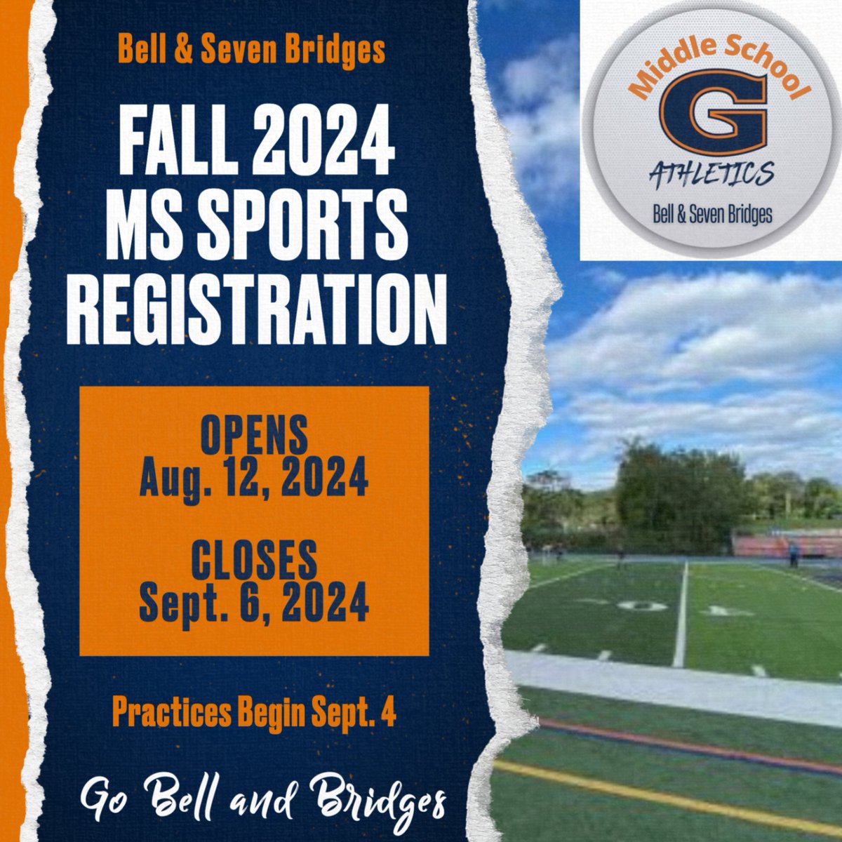 Bell and Bridges Fall 2024 Sports Registration
on rschooltoday opens 8/12/24 - Closes 9/6/24
horacegreeley-ar.rschooltoday.com
#GoGreeley #WeAreChappaqua
