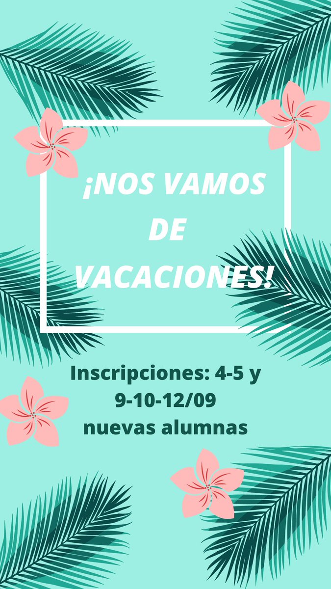 ¡Hola comunidad EdV, mañana marchamos de VACACIONES! 🌈🌺🌞🌴⭐️💫
Volvemos a encontrar en septiembre para las inscripciones del curso 2024-2025.
👉 Confirmación de plazas de antiguas alumnas: 4 y 5/09
🤗 Inscripciones nuevas: 9, 10 y 12/09
¡Que tengáis un feliz descanso! 😎