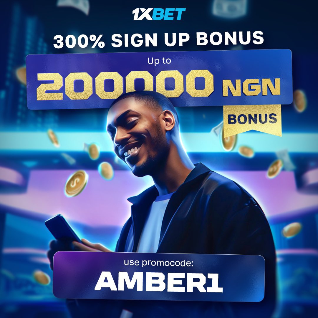 TheRealCEOAmber's tweet photo. 10 odds on @1xBet_Eng 

Code:  3UPUG

Global code: KNQUG

Get up to 300% bonus  &amp; 200,000 naira when you register on @1xBet_Eng 

Register here 👉 https://t.co/AnvOjZdUT0

Promo code: AMBER1 https://t.co/zr5v1gRD6E