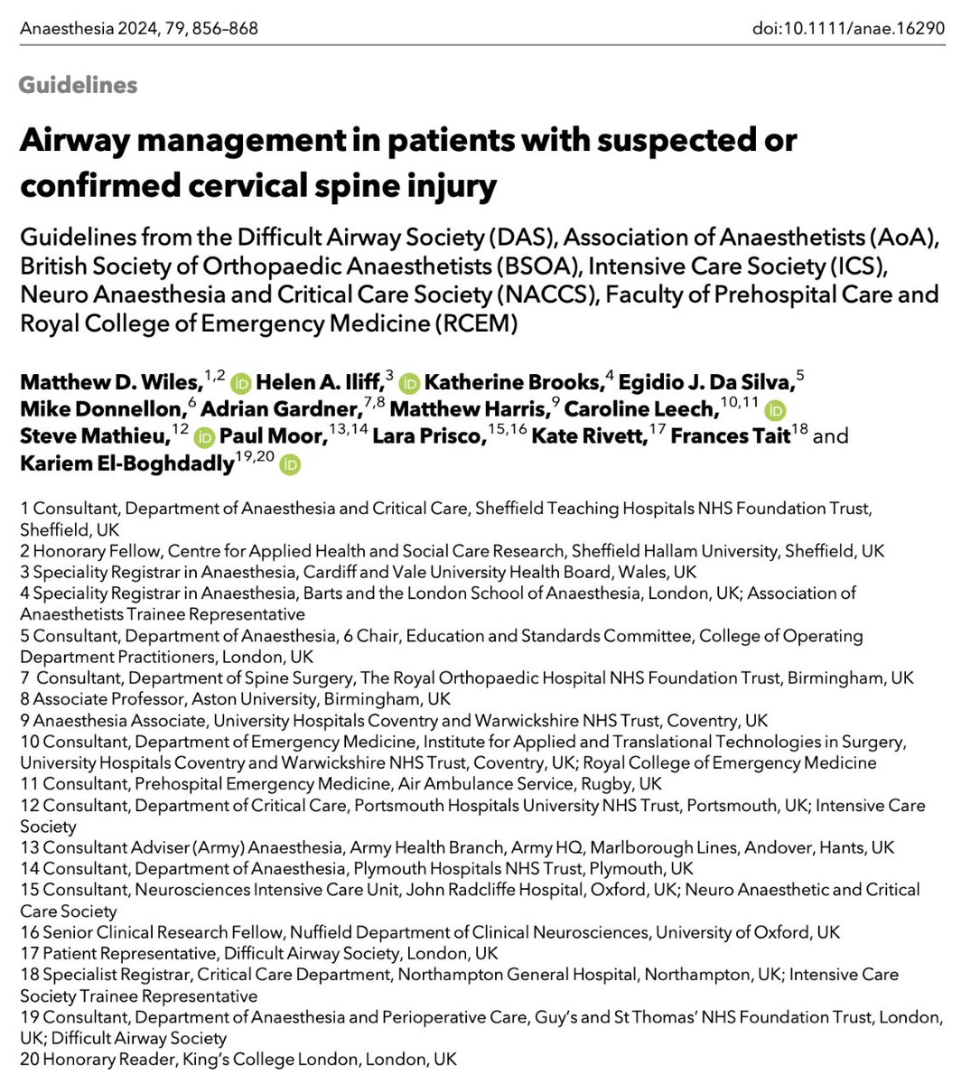 ππ―π’π¦π΄π΅π©π¦π΄πͺπ’ (@anaes_journal) on Twitter photo πAirway management in patients with suspected or confirmed cervical spine injury.
<a href="/STHJournalClub/">Matt Wiles</a> <a href="/iliff_helen/">Helen Iliff</a> <a href="/MikeDonnellon/">Mike Donnellon π</a> @leechcaroline <a href="/stevemathieu75/">Steve Mathieu</a> <a href="/ukmat82/">Matt Harris</a> <a href="/elboghdadly/">Kariem</a> #OpenAccess
Now #OpenAccess and #FreeForever!
πβ¦-publications.onlinelibrary.wiley.com/doi/10.1111/anβ¦ πAirway management in patients with suspected or confirmed cervical spine injury.
<a href="/STHJournalClub/">Matt Wiles</a> <a href="/iliff_helen/">Helen Iliff</a> <a href="/MikeDonnellon/">Mike Donnellon π</a> @leechcaroline <a href="/stevemathieu75/">Steve Mathieu</a> <a href="/ukmat82/">Matt Harris</a> <a href="/elboghdadly/">Kariem</a> #OpenAccess
Now #OpenAccess and #FreeForever!
πβ¦-publications.onlinelibrary.wiley.com/doi/10.1111/anβ¦