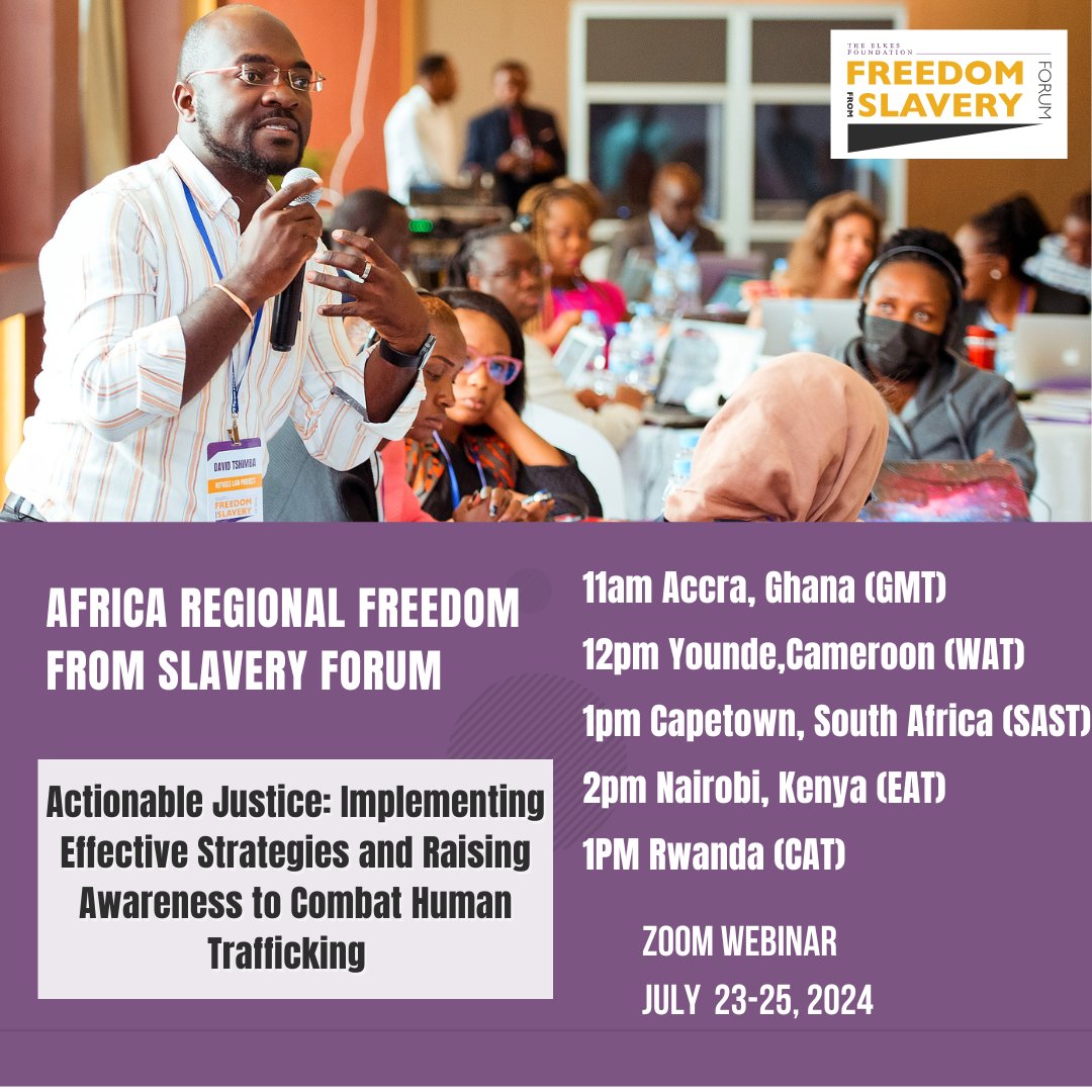 The Africa Freedom from Slavery Forum 2024 kicks off today, bringing together experts and advocates to combat human trafficking and modern slavery. 🌍✨
Haven’t registered yet? There’s still a few open spots! ➡️ 
Registration Now: shorturl.at/drnEn