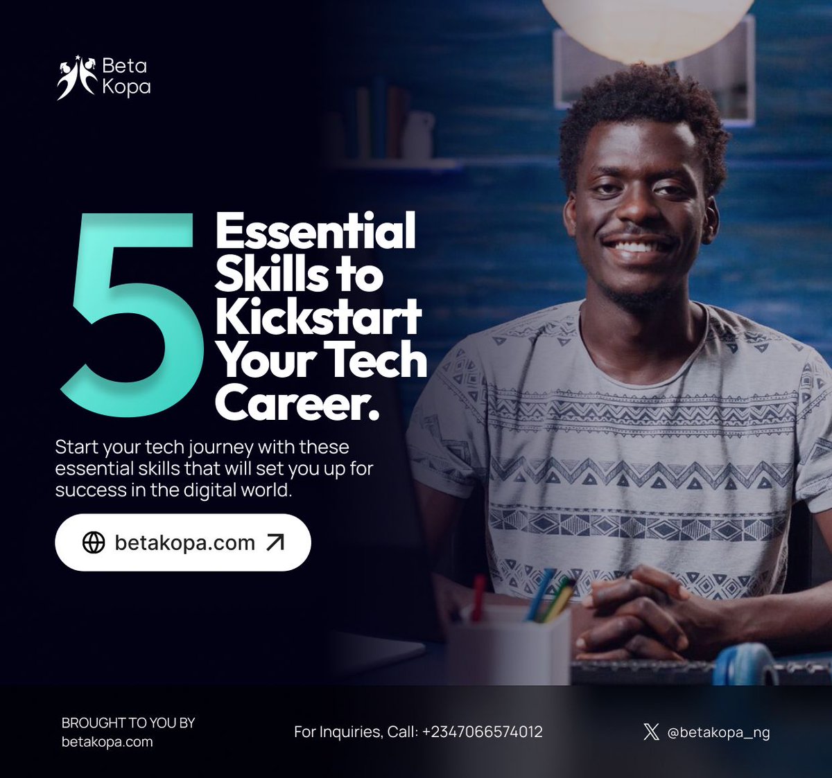 BetaKopa_ng's tweet image. Ever wanted to break into tech but aren&apos;t sure which skills to learn? 

Here are the top 5 skills you should master: 

Scroll to the end 

#betakopa #digitalmarketing #skillstolearn #techskills