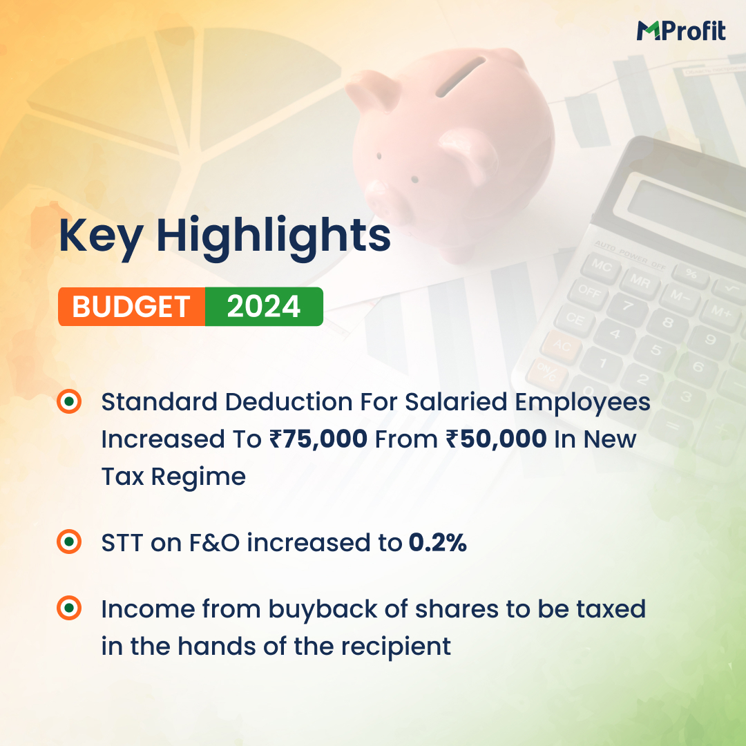MProfit's tweet photo. Union Finance Minister Mrs. Nirmala Sitaraman presented the Union budget for FY24-25 today

Several key changes from
1. Changes in tax rates for the new tax regime to,
2. Changes in Capital gains tax to,
3. Changes in buyback tax and angel tax 
were announced today

Here is a summary of the important announcements made today👇