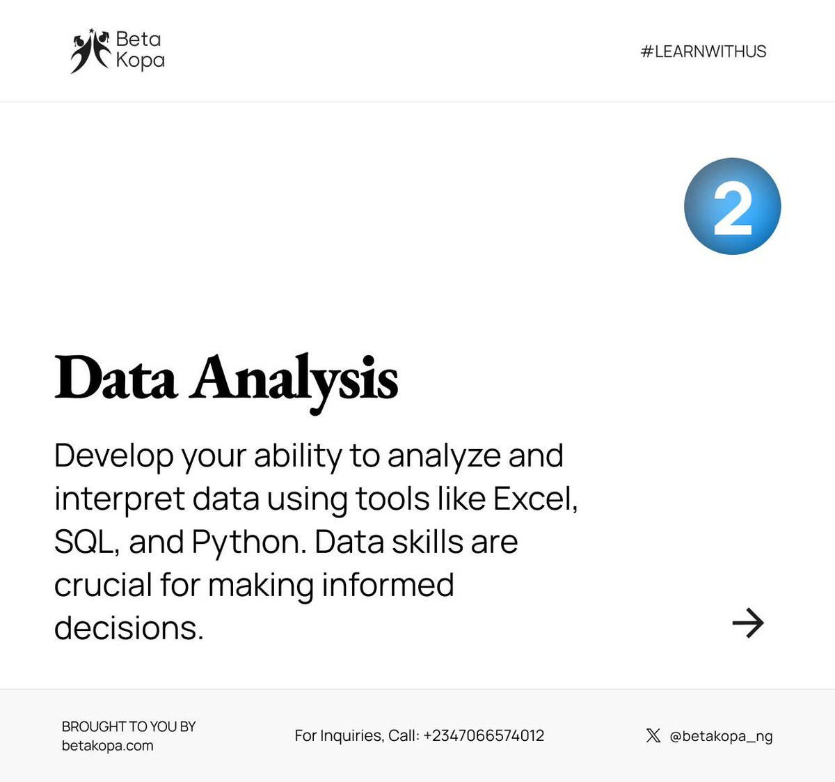 BetaKopa_ng's tweet image. Ever wanted to break into tech but aren&apos;t sure which skills to learn? 

Here are the top 5 skills you should master: 

Scroll to the end 

#betakopa #digitalmarketing #skillstolearn #techskills